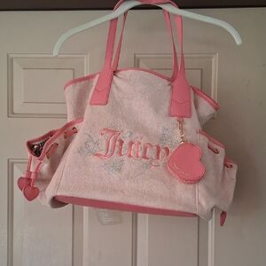 Juicy Couture Pink and Cream Tote with Heart Charm